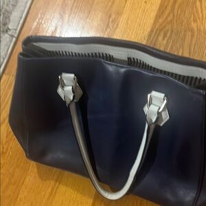 Elegant Navy Blue Leather Tote Bag
